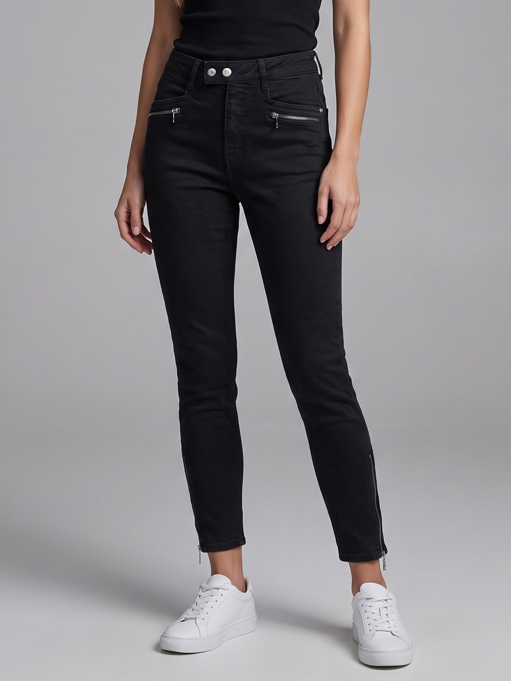 🌻NEW Pepe Jeans London Mary Biker Skinny Jeans Black Mid Rise Zipper Detail 30